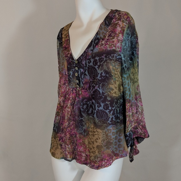 Coldwater Creek Tops - Coldwater Creek Breezy Boho Silk Smock Top SZ Sm Coldwater Creek Tops - Coldwater Creek Breezy Boho Silk Smock Top SZ Sm